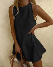 Viola Jurk | Off-Shoulder Zomerjurk met Ruches en Luchtige Katoen-Linnen Mix