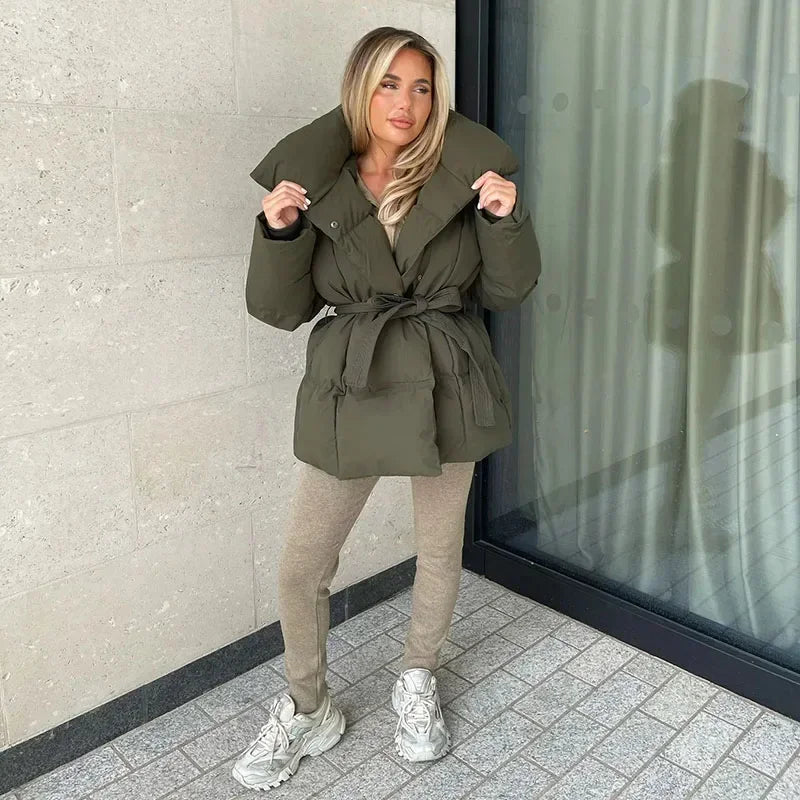 Giada Elegante gewatteerde damesjas | Trendy winterparka met ceintuur & chique uitstraling