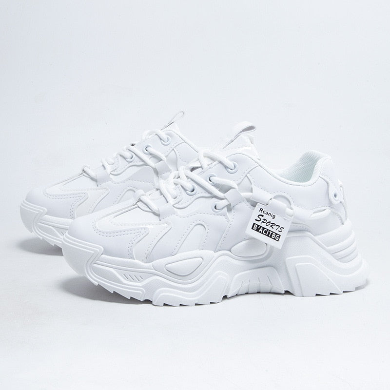 Christien | Comfortabele Chunky Sneakers Dames met Suède Look - Retro, Lichtgewicht en Stijlvol - Beige / Zwart / Wit