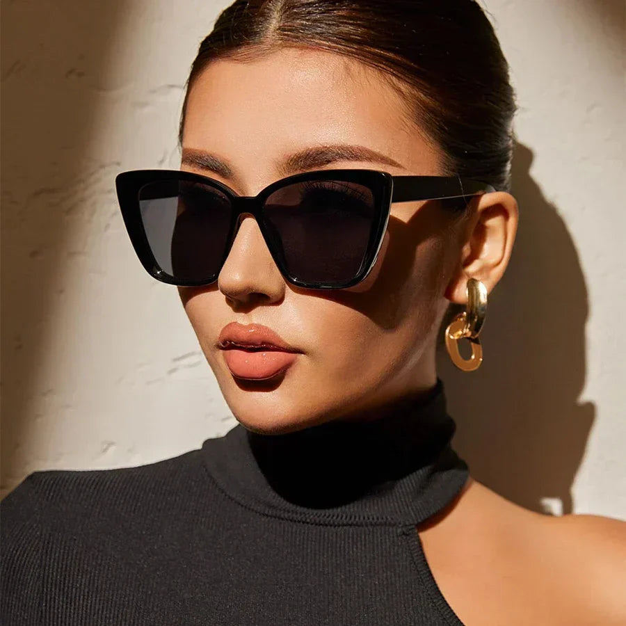 Cat-Eye Zonnebril met Groot Luipaardprint Montuur, Dames - Maelen