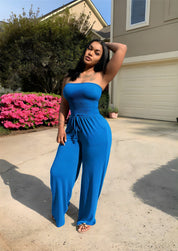 Alina Jumpsuit | Strapless Jumpsuit met Wijde Pijpen en Stretch Fit voor Zomerfeestjes