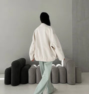 Valentina Jas | Oversized Dames Bomberjack met Drukknoopsluiting en Opstaande Kraag