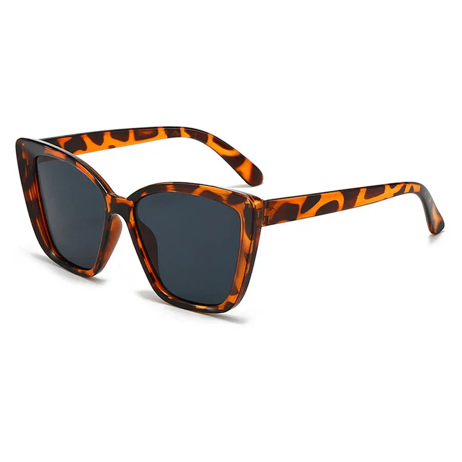 Cat-Eye Zonnebril met Groot Luipaardprint Montuur, Dames - Maelen