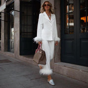 Belinay | Luxe Tweedelige Pyjamaset met Veerdetails