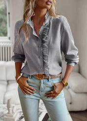 Alexia Blouse | Tijdloze Licht Getailleerde Blouse van Katoen met Subtiele Kraag en Knoopsluiting