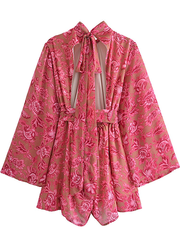 Diora Jumpsuit | Stijlvolle Zomerjumpsuit met Hoge Hals en Open Rug