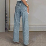 Alessia Jeans | Dames Mom Jeans met Hoge Taille en Glanzende Details