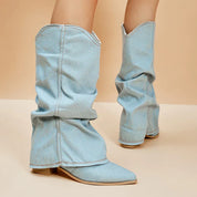 Miley | Trendy Denim Laarzen Dames - Stijlvol, Comfortabel en Cowboystijl - Licht Blauw