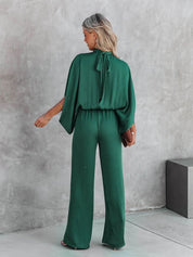 Aveline Jumpsuit | Elegante Jumpsuit met Wijde Pijpen en Lange Mouwen in Groen