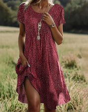Dames A-lijn Jurk Mouwloos met Rits Casual Zomerjurk - Donkerblauw / Groen / Rood - Maelen