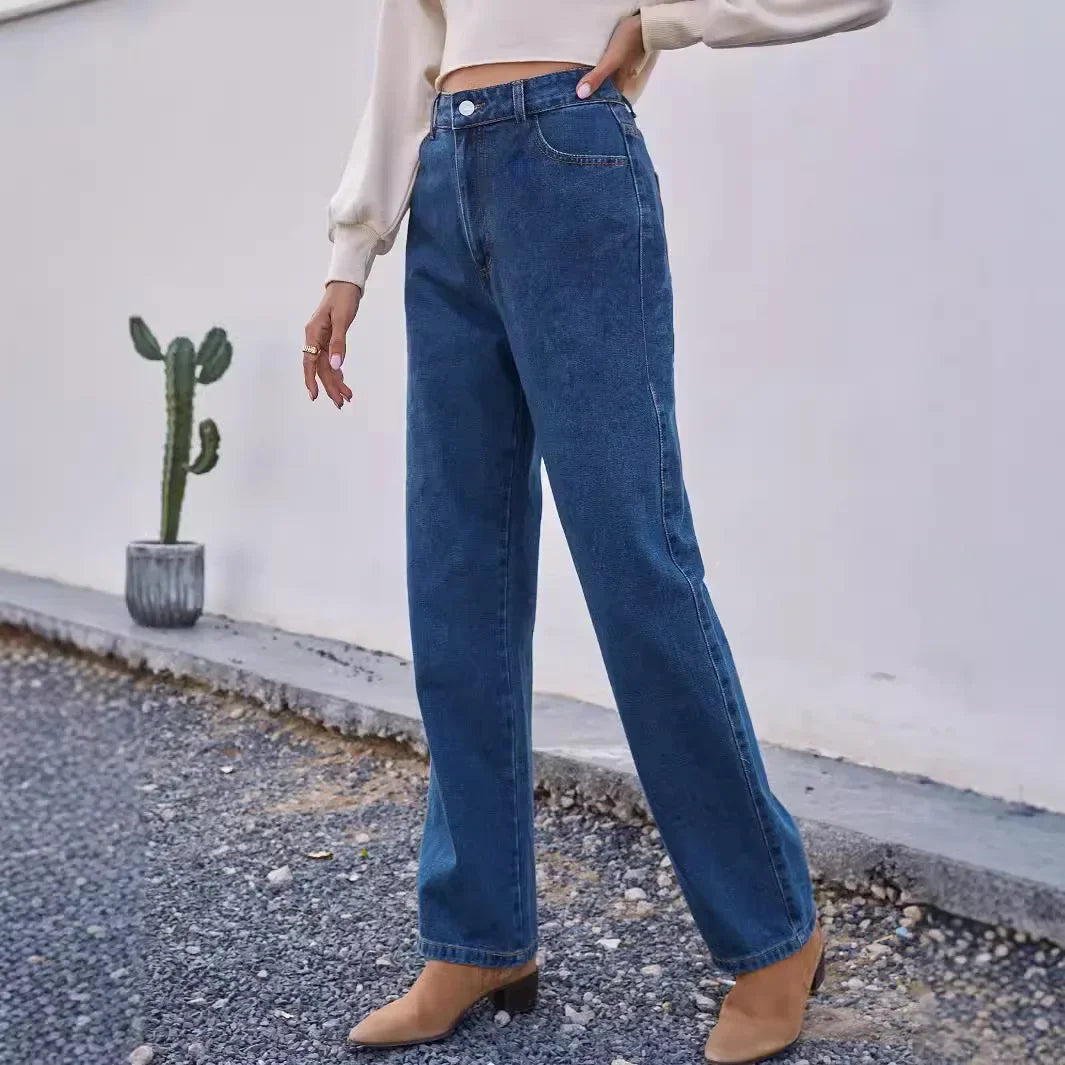 Siena Jeans | Losse Dames Mom Jeans in Donkerblauw met Moderne Pasvorm