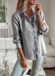 Alexia Blouse | Tijdloze Licht Getailleerde Blouse van Katoen met Subtiele Kraag en Knoopsluiting