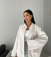 Valentina Jas | Oversized Dames Bomberjack met Drukknoopsluiting en Opstaande Kraag