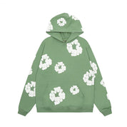 Giulia Zwarte hoodie met bloemenprint | Unisex hoodie met ruime zak en casual draagcomfort
