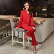 Belinay | Luxe Tweedelige Pyjamaset met Veerdetails