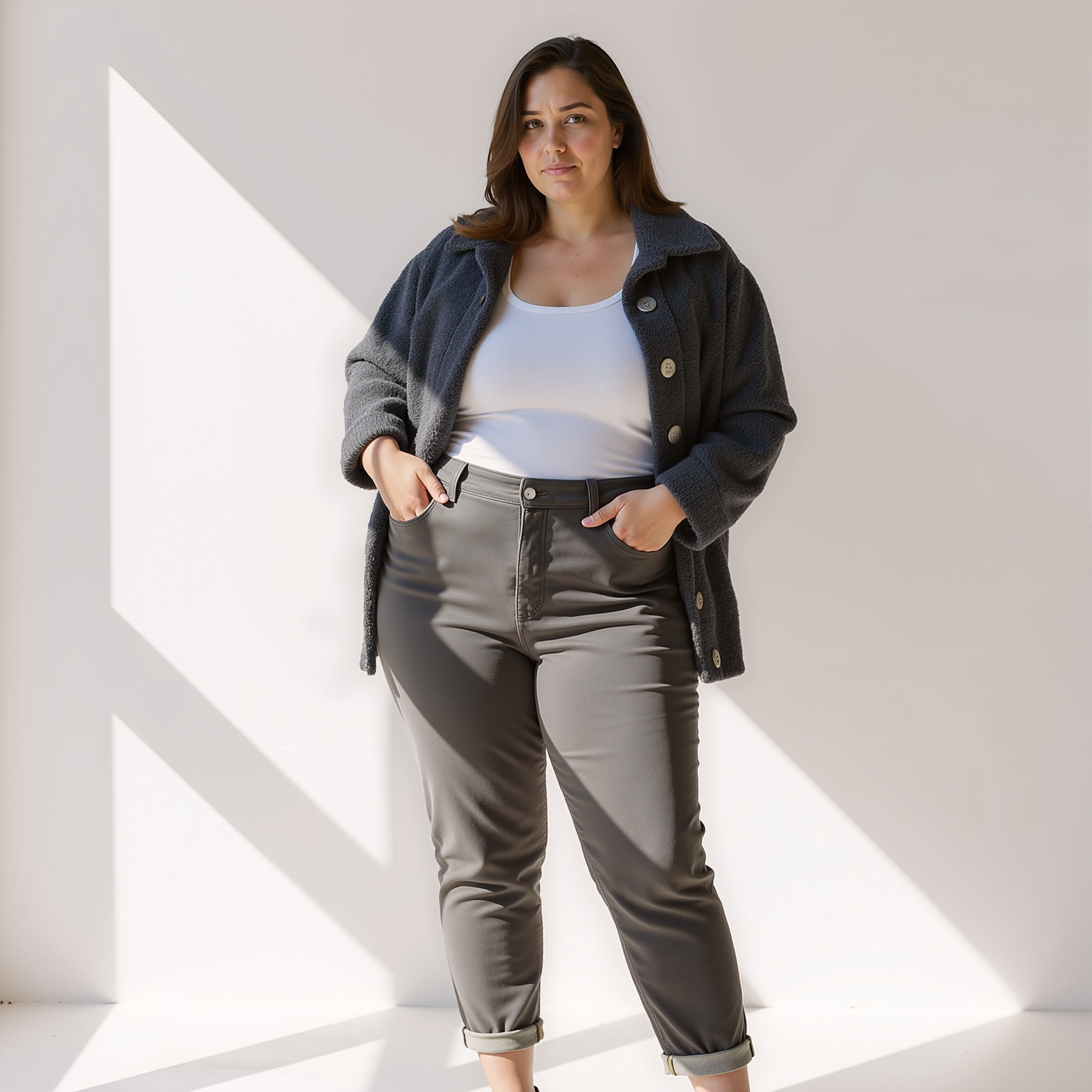 Luna Dames teddy winterjas – zachte beige jas met knopen en comfortabele fit