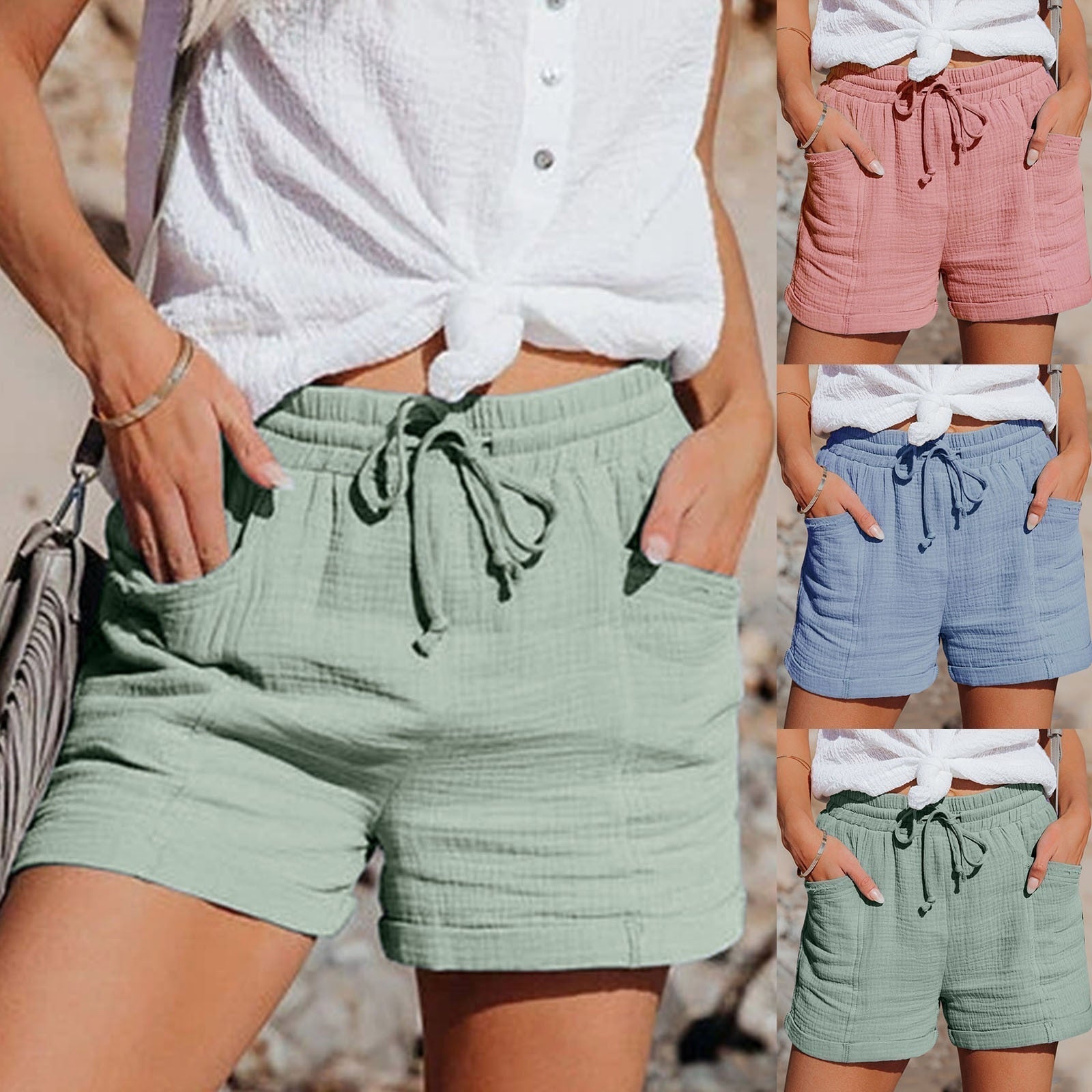 Syan Shorts | Luchtige Katoenen Dames Short met Zakken en Comfort Fit