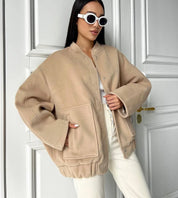 Valentina Jas | Oversized Dames Bomberjack met Drukknoopsluiting en Opstaande Kraag