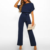 Dames Jumpsuit Wide Leg Korte Mouwen Casual Zomer Elegant - Beige / Zwart / Blauw - Maelen