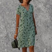 Dames Midi Zomerjurk Bloemenprint Losse Pasvorm Luchtig Casual - Donkergroen / Zwart / Lichtblauw - Maelen
