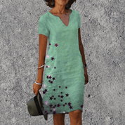 Dames Midi Zomerjurk Bloemenprint Losse Pasvorm Luchtig Casual - Donkergroen / Zwart / Lichtblauw - Maelen