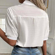 Anae Blouse | Dames blouse met V-hals en luxe geborduurde details