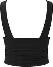 Dames Top Strapless met Diepe V-Hals en Ruches - Zwart / Wit / Grijs - Maelen