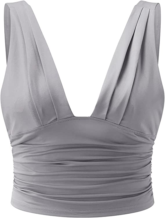 Dames Top Strapless met Diepe V-Hals en Ruches - Zwart / Wit / Grijs - Maelen
