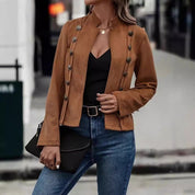Giulia Moretti | Dames Suèdelook Blazer met Staande Kraag