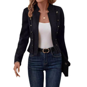 Giulia Moretti | Dames Suèdelook Blazer met Staande Kraag