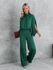 Aveline Jumpsuit | Elegante Jumpsuit met Wijde Pijpen en Lange Mouwen in Groen