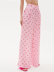 Isabella Hartprint Set | Top met Lange Mouwen Wijde Pijpen