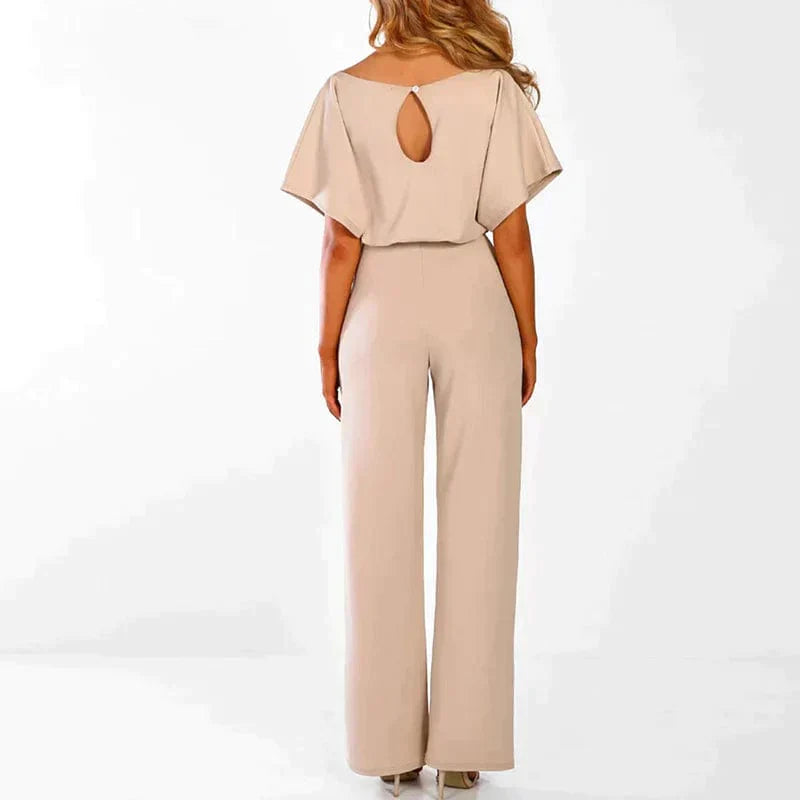 Adriana Jumpsuit | Elegante Dames Jumpsuit met Brede Pijpen en Vetersluiting