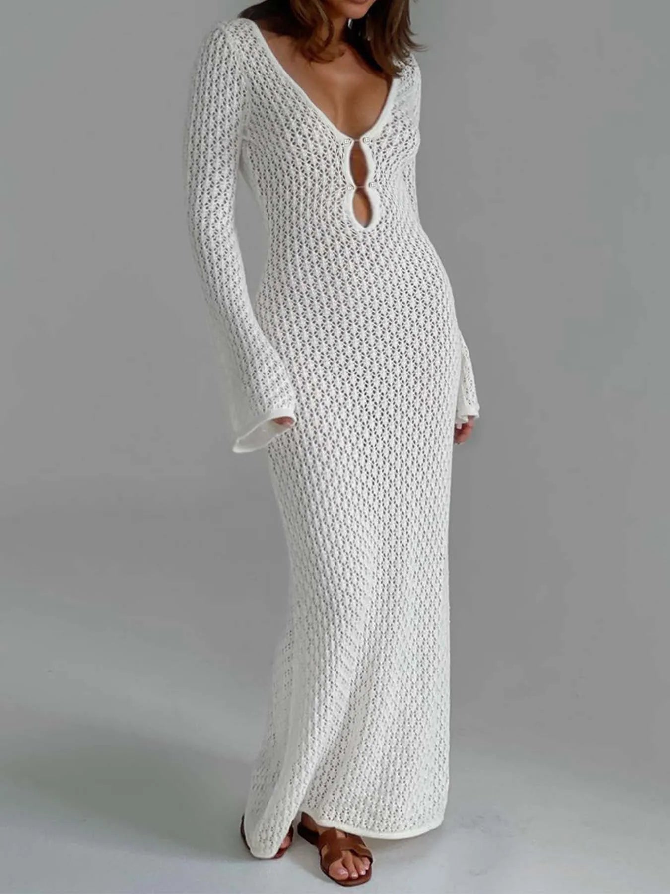Amelia Rugloze Jurk | Sensuele Maxi Jurk met See-Through Design & Elegante Pasvorm