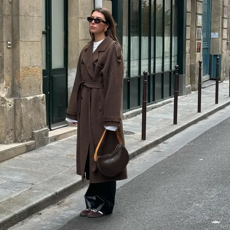 Luxe Wol Trenchcoat met Ceintuur Dames – Double Breasted jas | Luciana Belluci
