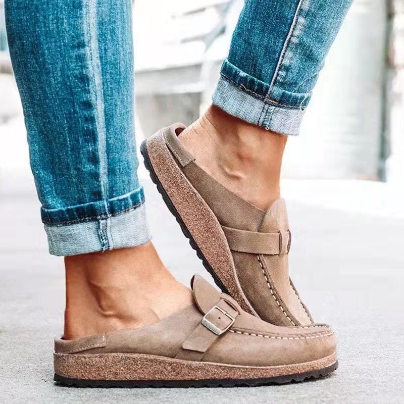 Dames Instappers Gesp Suède Look Blokvorm Zool - Zwart / Groen / Khaki - Maelen