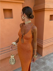 Ammy Jurk | Luchtige Maxi Zomerjurk met Open Rug en Elegante Pasvorm