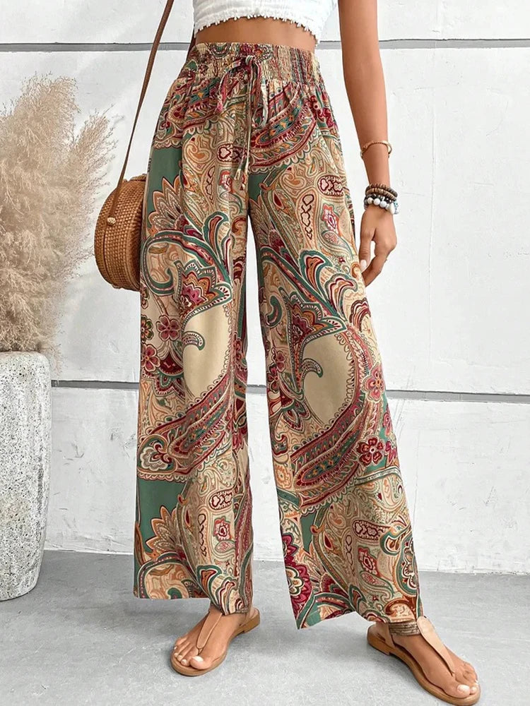 Adelle Broek | Boho Broek met Etnische Print en Wijde Pijpen
