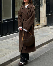 Allegra Wollen dames trenchcoat winterjas – lange double-breasted mantel met ceintuur