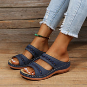 Dames Orthopedische Sandalen Twee Bandjes Gespsluiting Ergonomische Zool Dagelijks - Rood / Donkerblauw / Zwart - Maelen