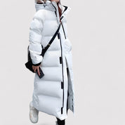 Isabella Lange zwarte dames winterjas – waterdichte gewatteerde puffer parka met capuchon