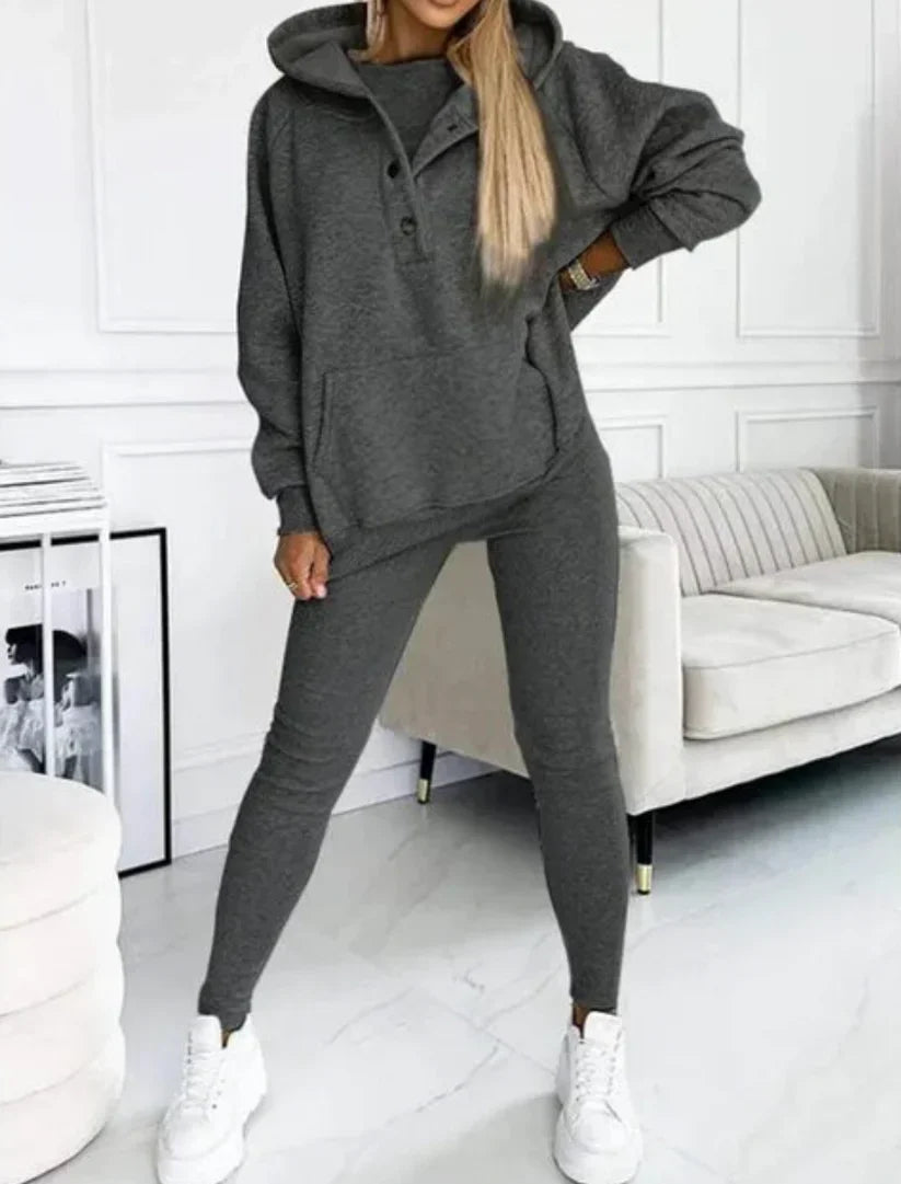 Alessia Set | 3-Delig Dames Loungepak met Hoodie, T-shirt en Joggingbroek