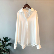 Adelinde Shirt | Satijnen Damesblouse met Luxe Glans en Relaxte Pasvorm