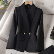 Sofia | Getailleerde Blazer en Elegante Broek Set Dames - Chique, Kantoorklaar en Veelzijdig - Bordeaux / Zwart / Grijs