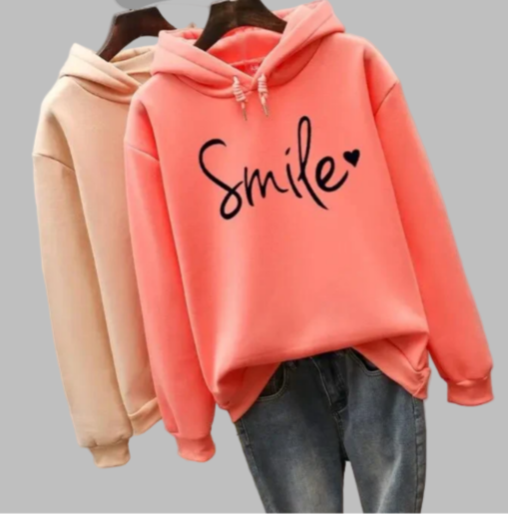 Aurora Hoodie | Dames hoodie met smile-print en comfortabele pasvorm