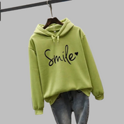 Aurora Hoodie | Dames hoodie met smile-print en comfortabele pasvorm
