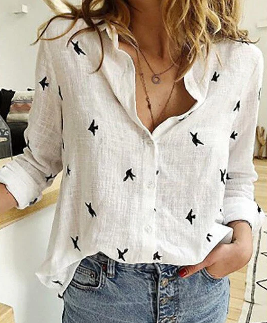 Chiara Blouse | Oversized Damesblouse met Knoopsluiting en Opstaande Kraag