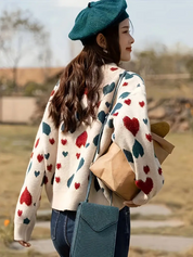 Sofia Vinny Trui | Lichte Ademend Trui met Speels Hartjespatroon voor Lente en Zomer