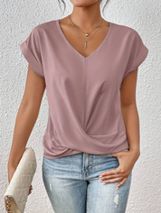 Valeria Blouse | Casual Gedrapeerde V-Hals Blouse voor Dames met Zachte, Ademend Comfort