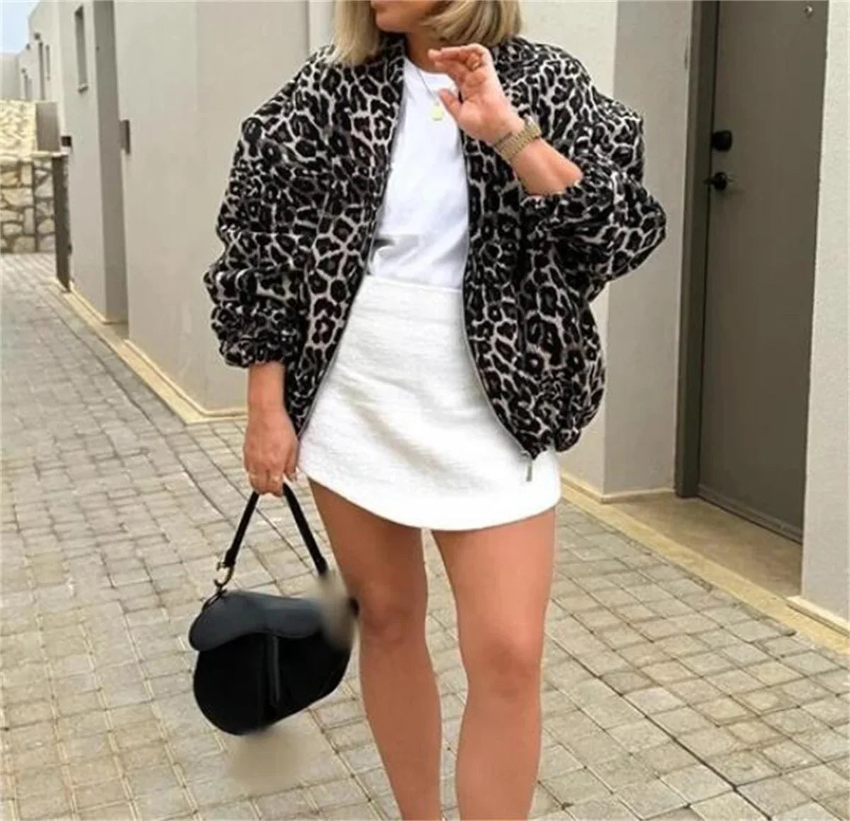 Bomber Jas Met Luipaard Print - Tussenjas dames - BMBR
